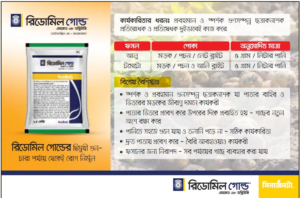 রিডোমিল গোল্ড এমজেড-৬৮(ডব্লিওজি)।ছত্রাকনাশক ।সিনজেন্টা।Ridomol gold mz-68(WG)।Syngenta